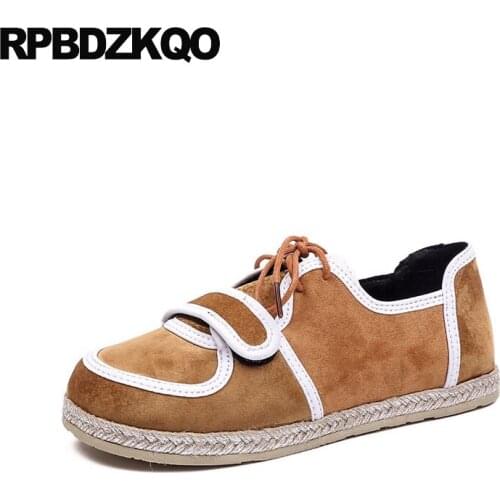 Straw hemp designer shoes women luxury 2018 suede ladies espadrilles lace up chinese flats spring autumn korean china round toe