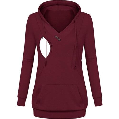 Maternity Long Sleeve Plaid Print Hooded T Shirt Nursing Hooded Sweater Top Female Novice Mother Clothing Christmas Turtleneck