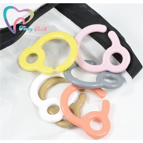 5PCS Pacifier Hook Plastic Teething Plastic Teething Ring Links Baby Stroller Toys DIY Dummy Clips Baby Teether Toys 6 Colors
