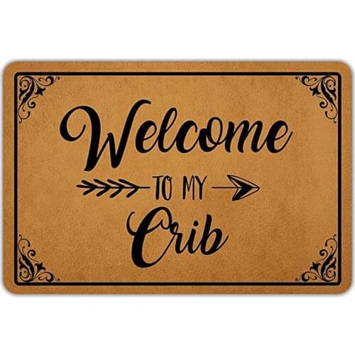 Front Door Mat Welcome Mat Welcome to My Crib Rubber Non Slip Backing Funny Doormat Indoor Outdoor Rug