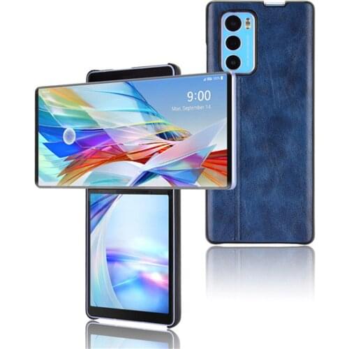 Leather Capa for Lg Wing Case Slim Lightweight Fitted Calfskin Pattern Funda for Lg Wing 5G Cover