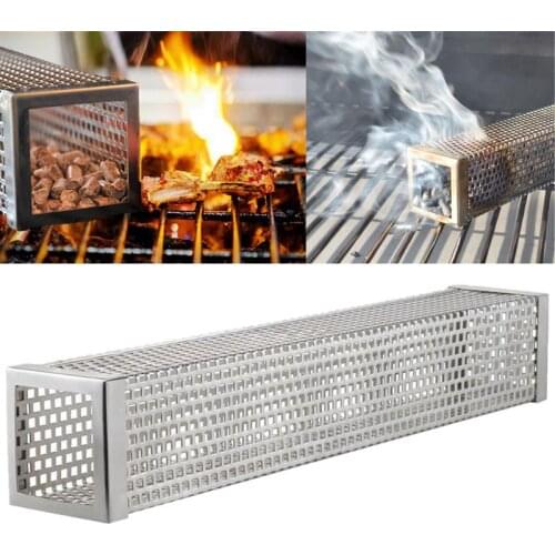 15/30cm Square Round BBQ Grill Hot Cold Smoking Mesh Tube Smoke Generator Stainless Pellet Smoker Kitchen Accessories