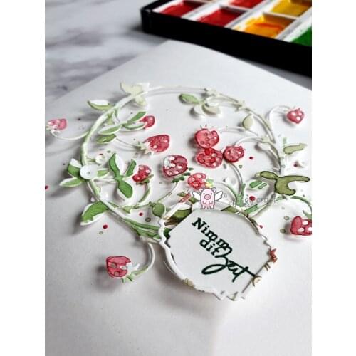 Mmao Crafts Metal Steel Cutting Dies New Strawberry branch vine Stencil For DIY Scrapbooking Paper/photo Cards Embossing Dies