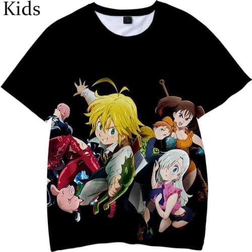 Fashion meliodas 3D Kids T shirt Comfortable Summer boys girl Popular Short Sleeve Suitable 3D childrens t shirt black Tees