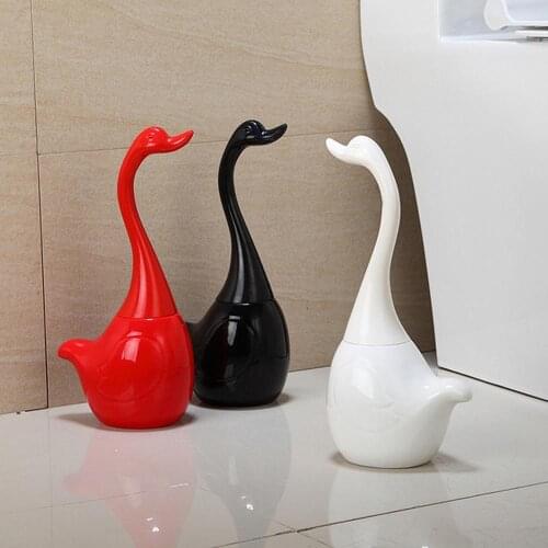 Toilet Brush Set Creative Swan Shape Ceramic Base Plastic Handle Cleaning Brush Home Hotel Bathroom Accessories Cleaning Tool