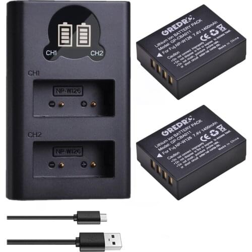 NP-W126 NP-W126s Battery + NP W126 Battery Charger with Type-c for Fujifilm X-T1 X-T20 X-T3 X-T30 XT20 X-T2 X-T100