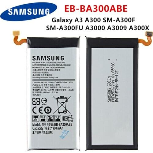 SAMSUNG Orginal EB-BA300ABE 1900mAh Battery For Samsung Galaxy A3 A300 SM-A300F SM-A300FU A3000 A3009 A300X Mobile Phone