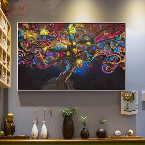 Psychedelic LSD Tree Light Cotton Canvas Art Print Painting Poster Wall Pictures Home Decoration Wall Decor No Frame -C