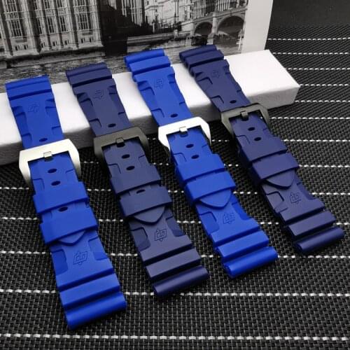 24mm 26mm Blue Silicone Rubber watch band Replace For Panerai strap watch band Waterproof watchband free tools