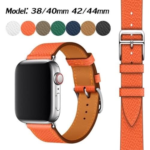100% Genuine Cow Leather loop Bracelet Belt Band For Apple Watch 6 SE 5 4 42MM 38MM 44MM 40MM Strap for iWatch 6 5 4 Wristband