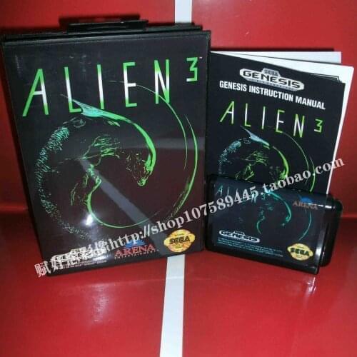 Sega MD game - Alien 3 with Box and Manual for 16 bit Sega MD game Cartridge Megadrive Genesis system
