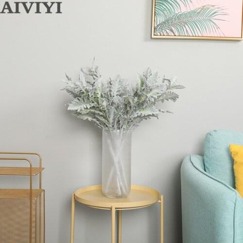 DIY silver leaf chrysanthemum European garden home hotel window Christmas wedding decor artificial plant