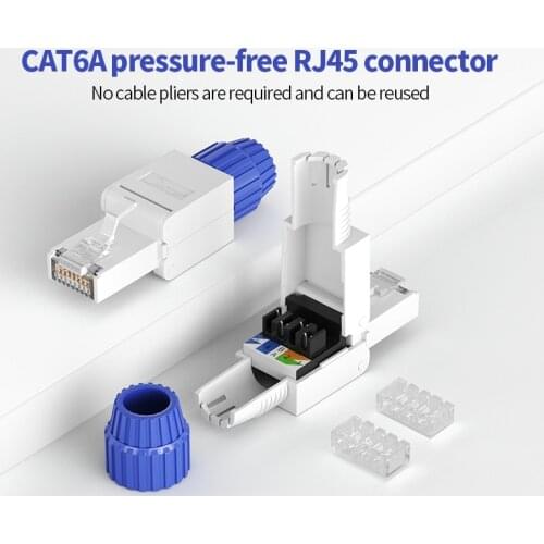 CNCOB Cat6a Ethernet Cable Connector RJ45 Tool Free Easy Termination Plug for Gigabit LAN Cable (3-Pack)