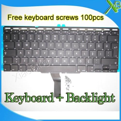 Brand New TR Turkish Turkey keyboard+Backlight Backlit+100pcs keyboard screws For MacBook Air 11.6" A1370 A1465 2010-2015 Years