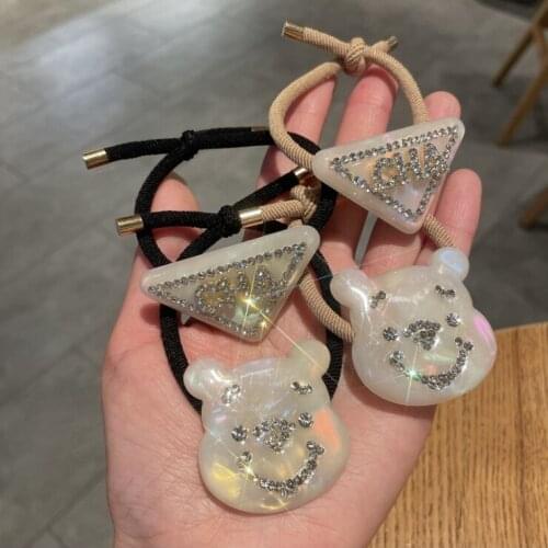 Rhinestone Pearl Hair Rope Acetate Plate Fashion Tie Hair Hair Tie Mori Girl Cute Hair Rope Holster