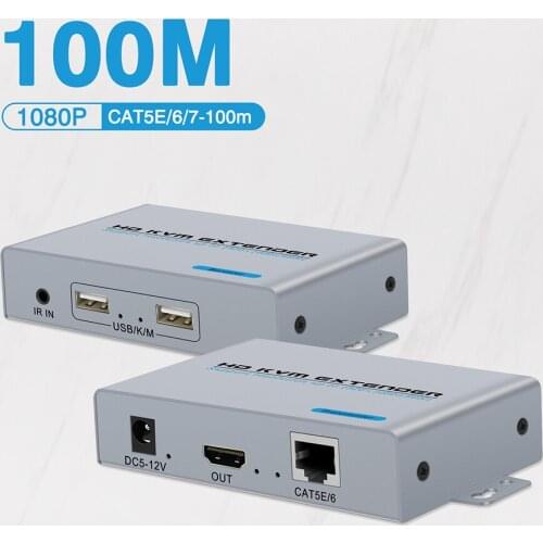 HDMI KVM Extender Transmit Up to 100m via Cat5eCable HDMI KVM HDMI USB HDMI Extender KVM with Mouse & Keyboard