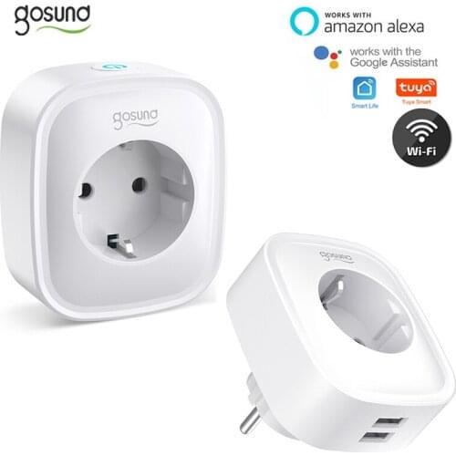 Gosund WiFi Smart Plug Socket with 2 USB Tuya Remote Control Home Appliances Works with Alexa Google Home No Hub Require