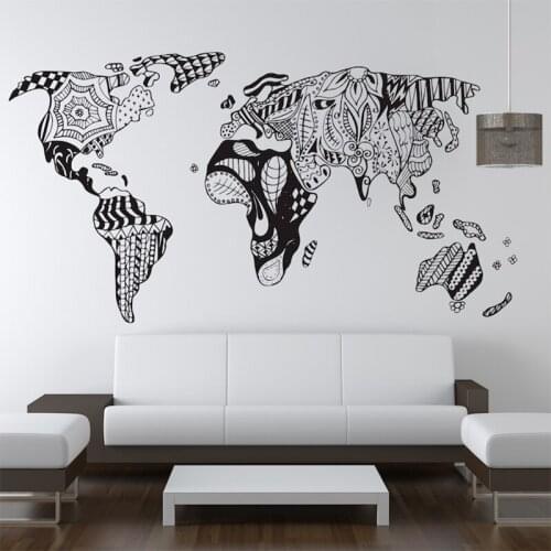 YOYOYU World Map Vinyl Wall Sticker Kids Room Geometric Removable Decal Living room Bedroom Home Decoration Art Poster ZX338