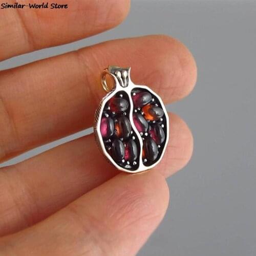 Fruit Pomegranate Necklaces Pendants Red Garnet Natural Stone Necklace Women Long Necklaces Jewelry Birthday Gifts