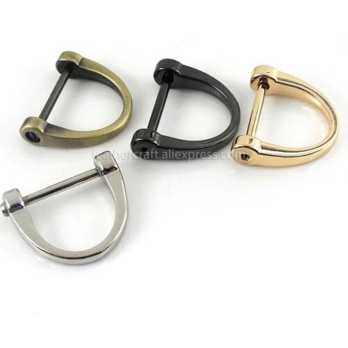 1pcs Metal Detachable Open Screw Dee D Ring Buckle Shackle Clasp for Leather Craft Bag Strap Belt Handle Shoulder Webbing