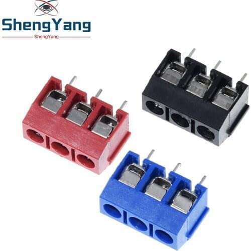 10PCS KF301- 3P screw 5.0mm terminal block 3 Pin Spliceable pcb terminal block Connector Black Red And Blue