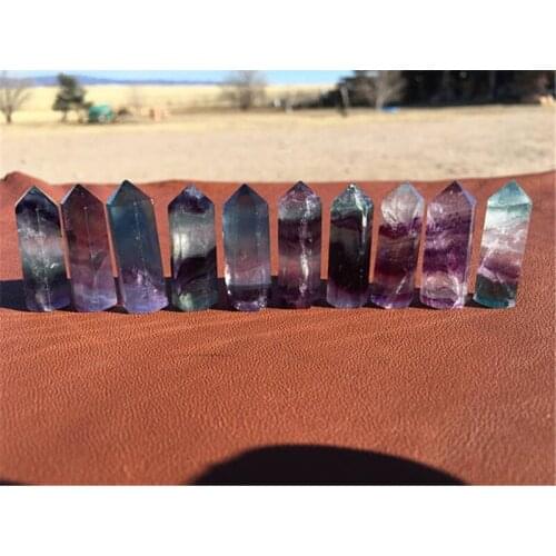 10pcs drop shipping Natural rainbow fluorite Crystal gemstone point meditation reiki healing chakra Lemurian Seed quartz wand