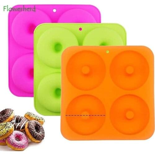 4 Inch Silicone Donut Pans Non-stick Silicone Mold Round Doughnut Pan Baking Dessert Mould