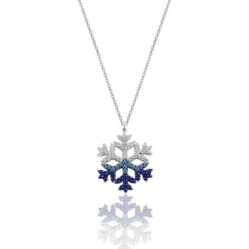 925 silver Rhodium Color Cubic Zirconia Snowflake Necklace