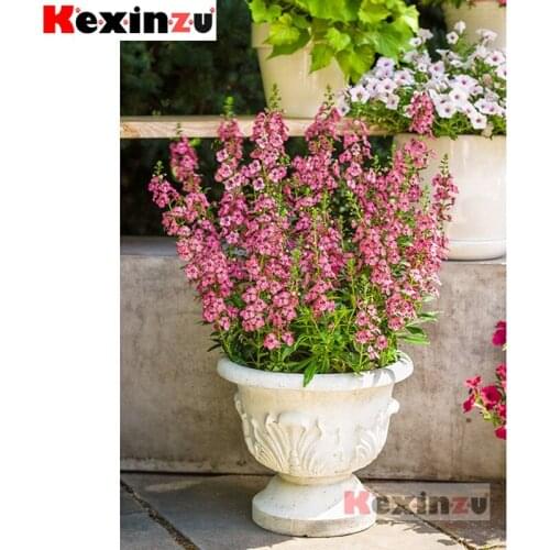 Kexinzu 5D DIY Full Square/Round Drill Diamond Painting "Pink flower pot" 3d Diamond Embroidery Cross Stitch home Decor Gift K#0