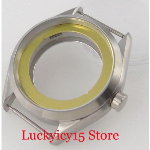 41mm Automatic Brushed Watch Case Glass Back fit NH35A NH36A ETA 2836 MIYOTA 8215 821A Flat Sapphire Crystal