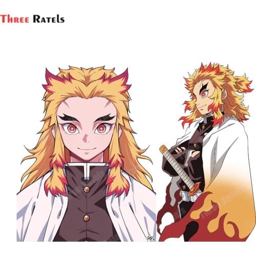Three Ratels A758 Rengoku Render Kimetsu No Yaiba JDM Car Stickers And Decals Anime Cartoon Decals Decortion Vinyl Material