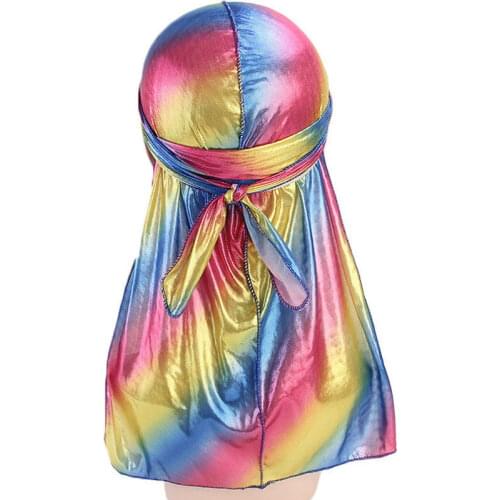 Unisex Durgas Bandanas Silk Laser Bandana Hat Fashion Turban Polyester Durag Rag Tail Headwrap Headwear Gift