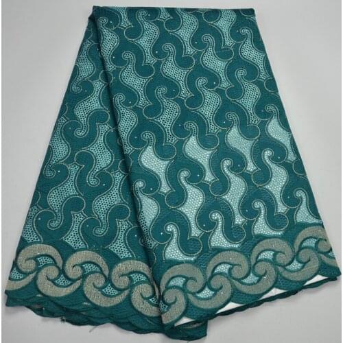 Free shipping (5yards/pc) teal green African dry cotton lace fabric with wonderful pattern for making party dress CLP35
