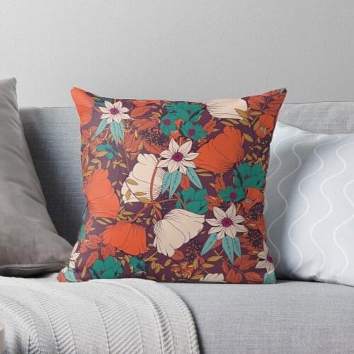 Botanical pattern 010 Throw Pillow Cushion Cover Polyester throw pillows case on sofa home living room car seat decor 45x45cm