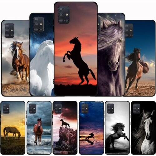 Running horse Black Soft Phone Case For Samsung M21 M31S M41 M51 M10 M20 M30S M40 A7 A8 A9 2018 A12 A80 A90 A81 A91