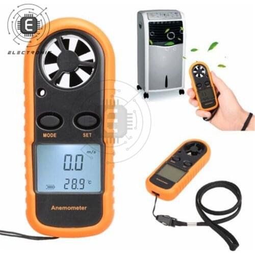 Digital Anemometer 0-30m/s Wind Speed Meter -10 ~ 45C Temperature Tester with LCD Backlight Display