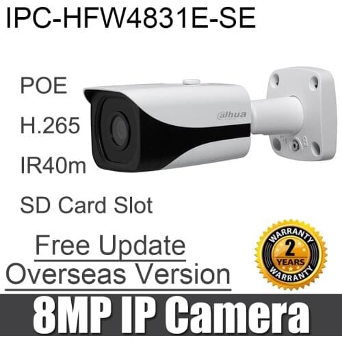 DAHUA 4k 8MP IP Camera IPC-HFW4831E-SE repalce IPC-HFW4830E-S IR IP67 IK10 POE Mini Bullet Network Camera IP67 IK10 POE