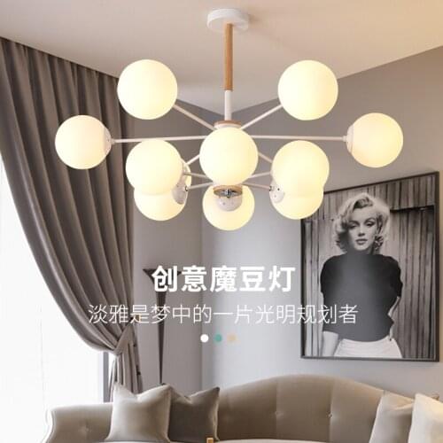 Wooden LED Pendant Lights with Glass Lampshade For Dining Room Metal Cord Hang Lamp Adjustable Hanging Lighting Fixture