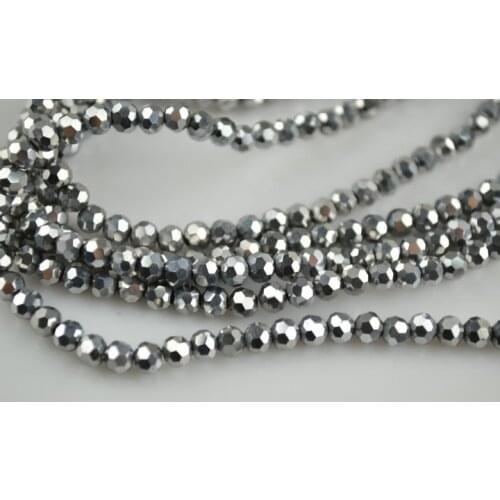 Silver Color Plating Disco Ball Beads 4mm Faceted Crystal Glass Fit For Jewelry Making 20pc//lot