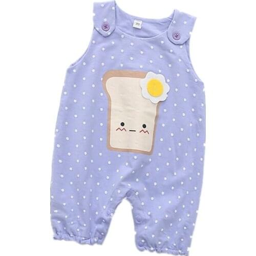 Baby Girl Purple Costume Sleeveless Vest Button Rompers Lovely Fried Egg Designer One Piece Overalls Infant Cotton Playsuit