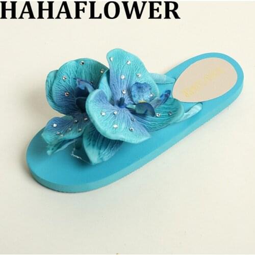 HAHAFLOWER Color Rhinestone Wedge Platform Slides Sandals Women Summer Shoes Bohemia Style Flip Flops Sandals Shoes Woman