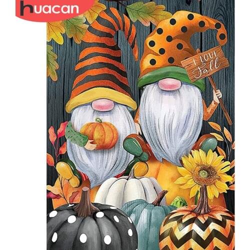 HUACAN Full Square/Round Diamond Painting Pumpkin Halloween DIY 5D Diamond Embroidery Sunflower Home Decor