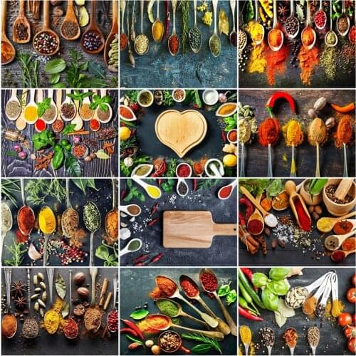 HUACAN Painting By Number Frame Seasoning Acrylic Modern Wall Art Paint By Number Canvas Kitchen Supplies Kits Home Decor