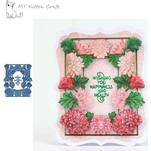 MT Craft Metal Cutting Dies Blessing flower frame Scrapbooking Photo Album Decorative Embossing Paper Card Making Crafts Die Cut