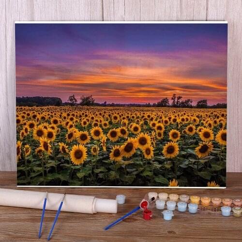 Flower Sunflower Paint By Numbers Kit Oil Paints 40*50 Oil Painting New Design For Kids For Drawing Wall Handiwork