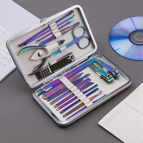 18 Pcs Nail Clipper Set Stainless Steel Ear Spoon Nail Scissors Grooming Manicure Cutter Kits