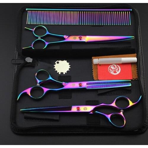 Animals tesouras Pet Dog Puppy Cat Grooming Hair Cutting Scissors Thining shears Curved Pet Clipper Hairdressing Tools