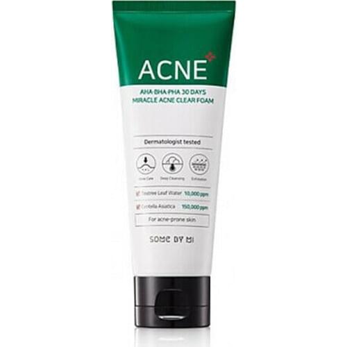 SOME BY MI AHA BHA PHA 30 Days Miracle Acne Clear Foam 100ml Acne Blackhead Removal Facial Cleanser Exfoliating Deep Cleansing