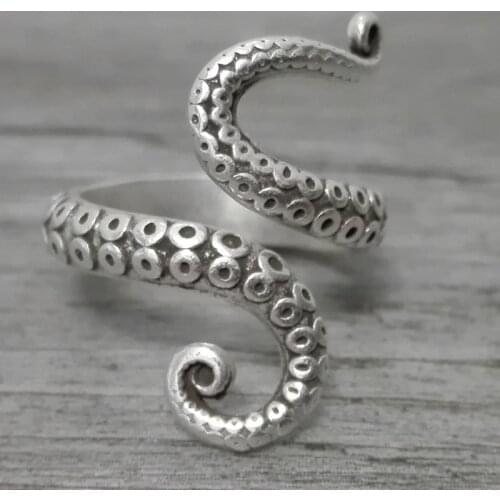 European New Style Fashion Simple Retro Personality Octopus PunkTrend Old Octopus Open Ring