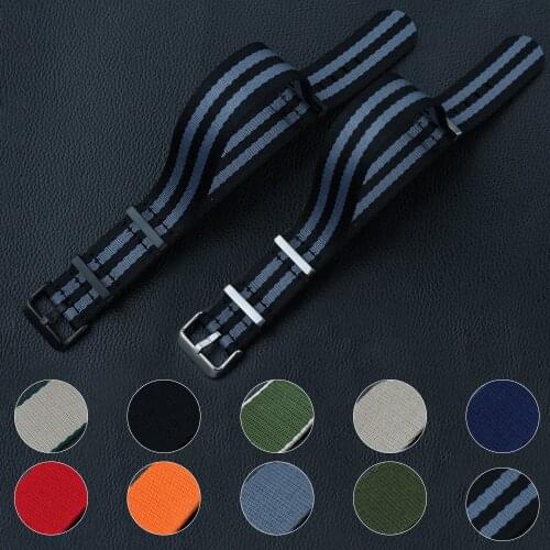 20mm 22mm Seat Belt Nylon NATO Strap High Quality Military Watch Band Replacement Straps James Bond 007 Stainless Steel Buckle
